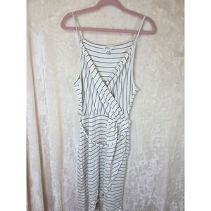 Market & Spruce White Black Striped Wrap‎ Neck Dress XL Petite